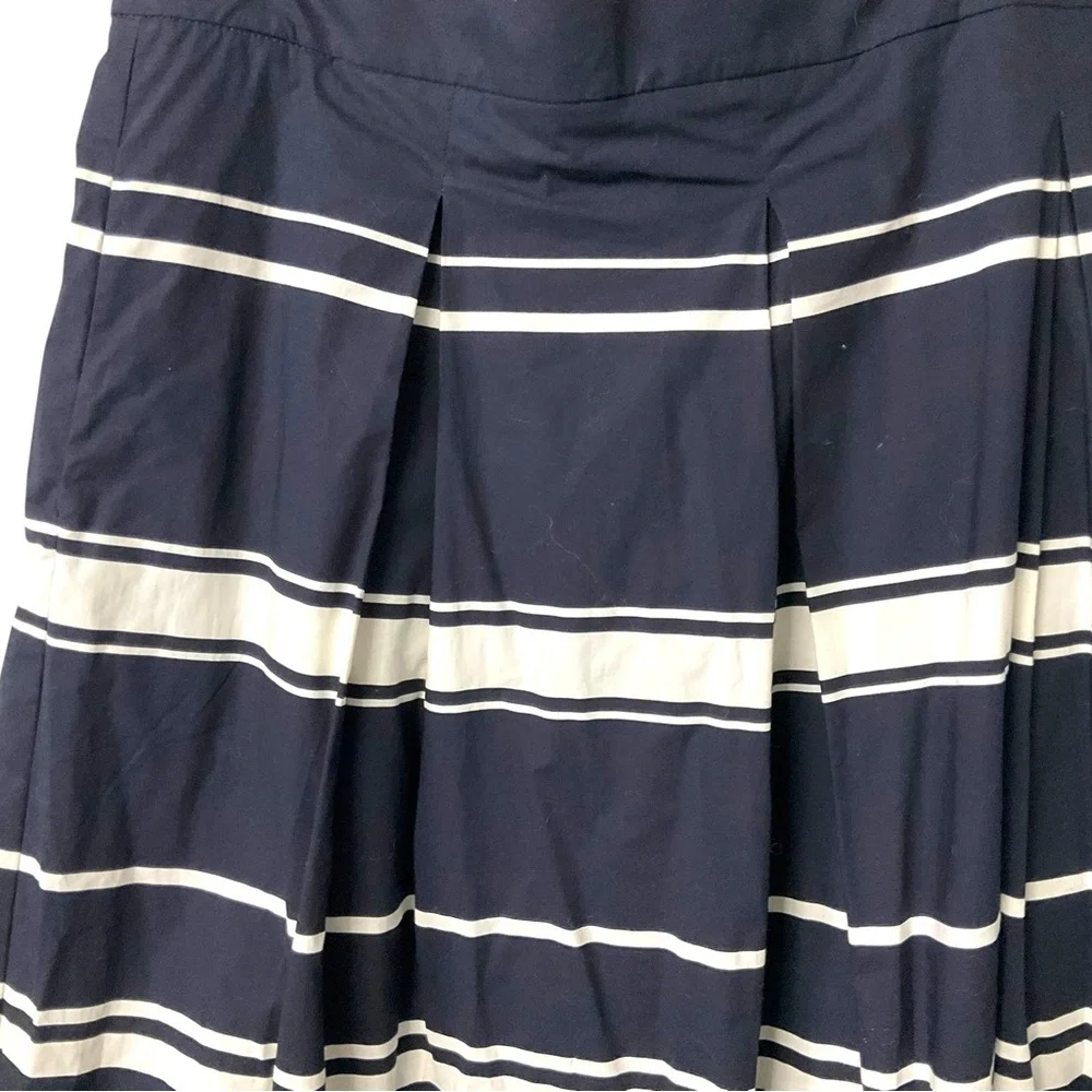 Ann Taylor‎ Blue White Stripe Maxi Skirt Pleated Full Nautical Office NWT